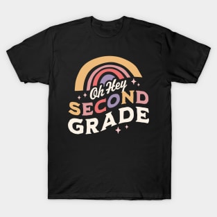 Oh Hey Second Grade Back To School Students Teacher Rainbow T-Shirt